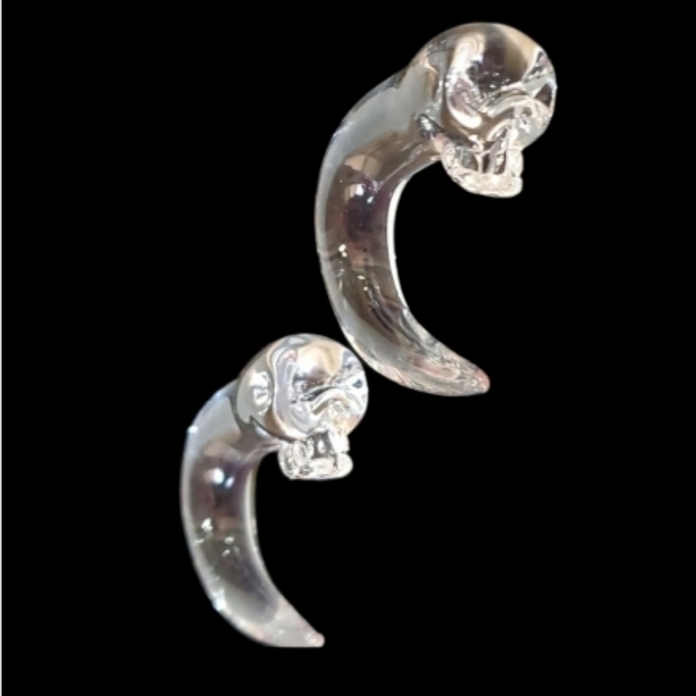 Liquid Glass Earrings Skulls 00G Body Jewelry NWOT
